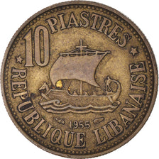 Moneta, Libano, 10 Piastres, 1955, Paris, BB, Alluminio-bronzo, KM:23