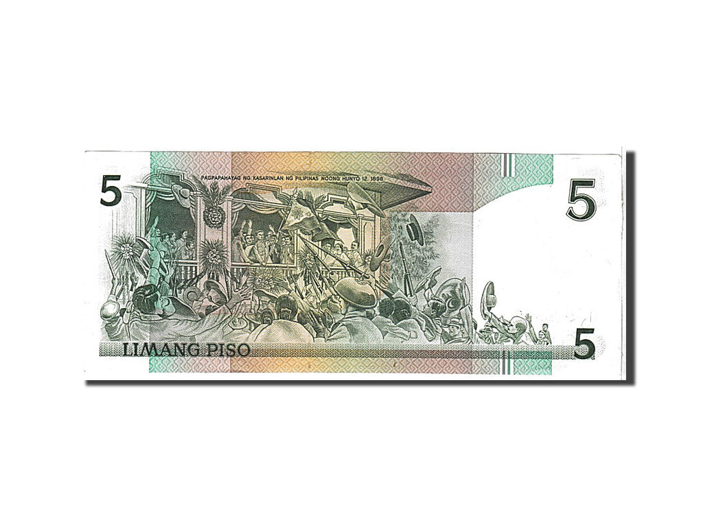 Banknote, Philippines, 5 Piso, 1987, AU(55-58)