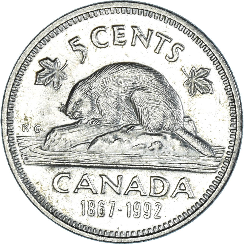Moneta, Canada, Elizabeth II, 5 Cents, 1992, Royal Canadian Mint, Ottawa