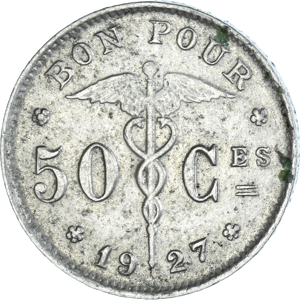 Moneta, Belgia, 50 Centimes, 1927, Brussels, Bon Pour, VF(20-25), Nikiel, KM:87