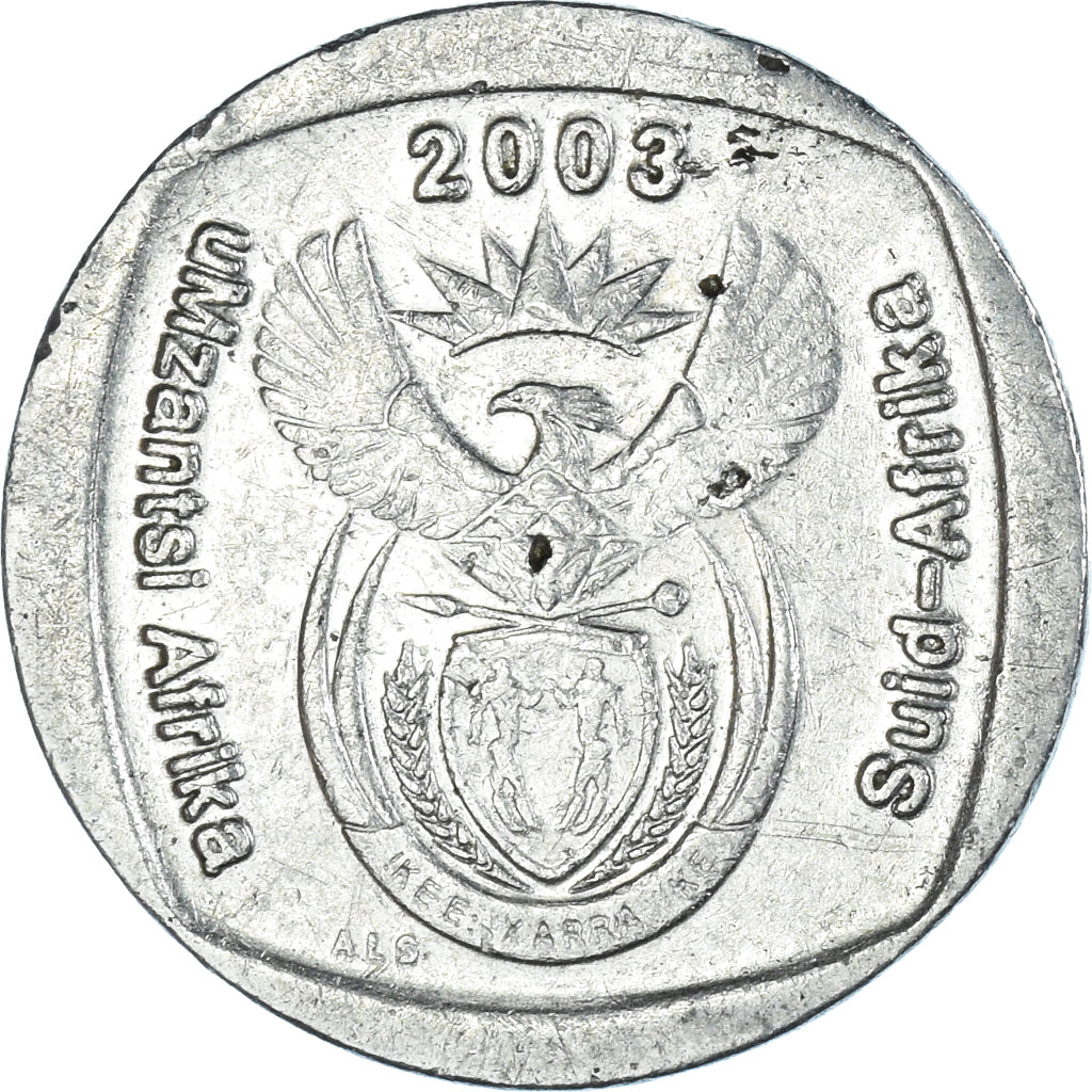 Moneda, Sudáfrica, Rand, 2003, Pretoria, Springbok, BC+, Níquel chapado en