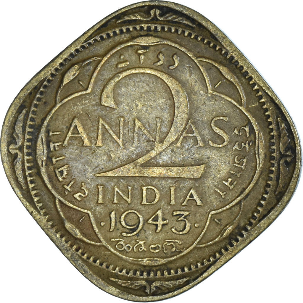 Münze, INDIA-BRITISH, George VI, 2 Annas, 1943, Bombay, SS, Nickel-brass