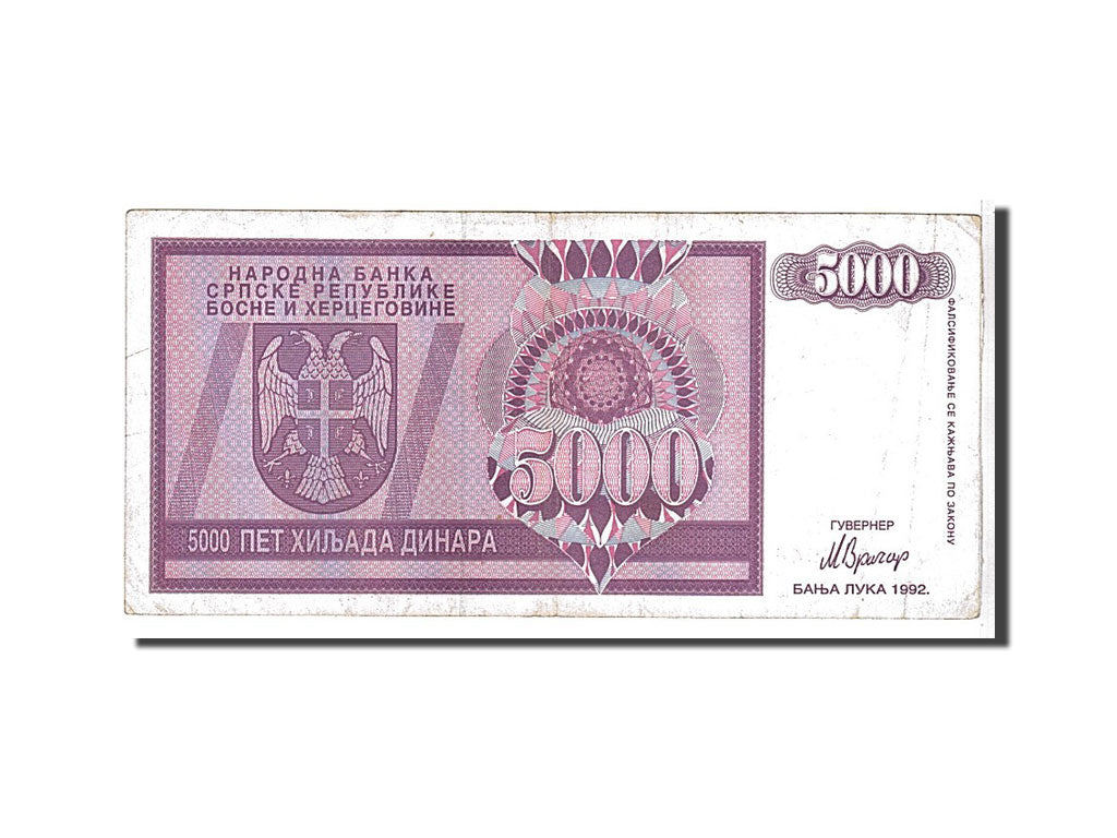 Bosnie-Herzegovine, 5000 Dinara type 1992