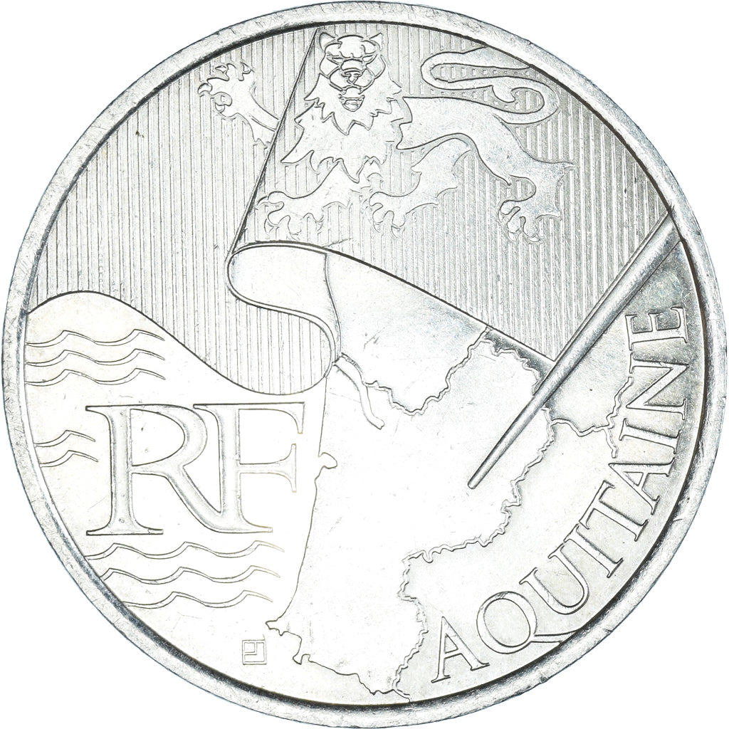 France, 10 Euro, Aquitaine, 2010, Paris, MS(60-62), Silver, KM:1645