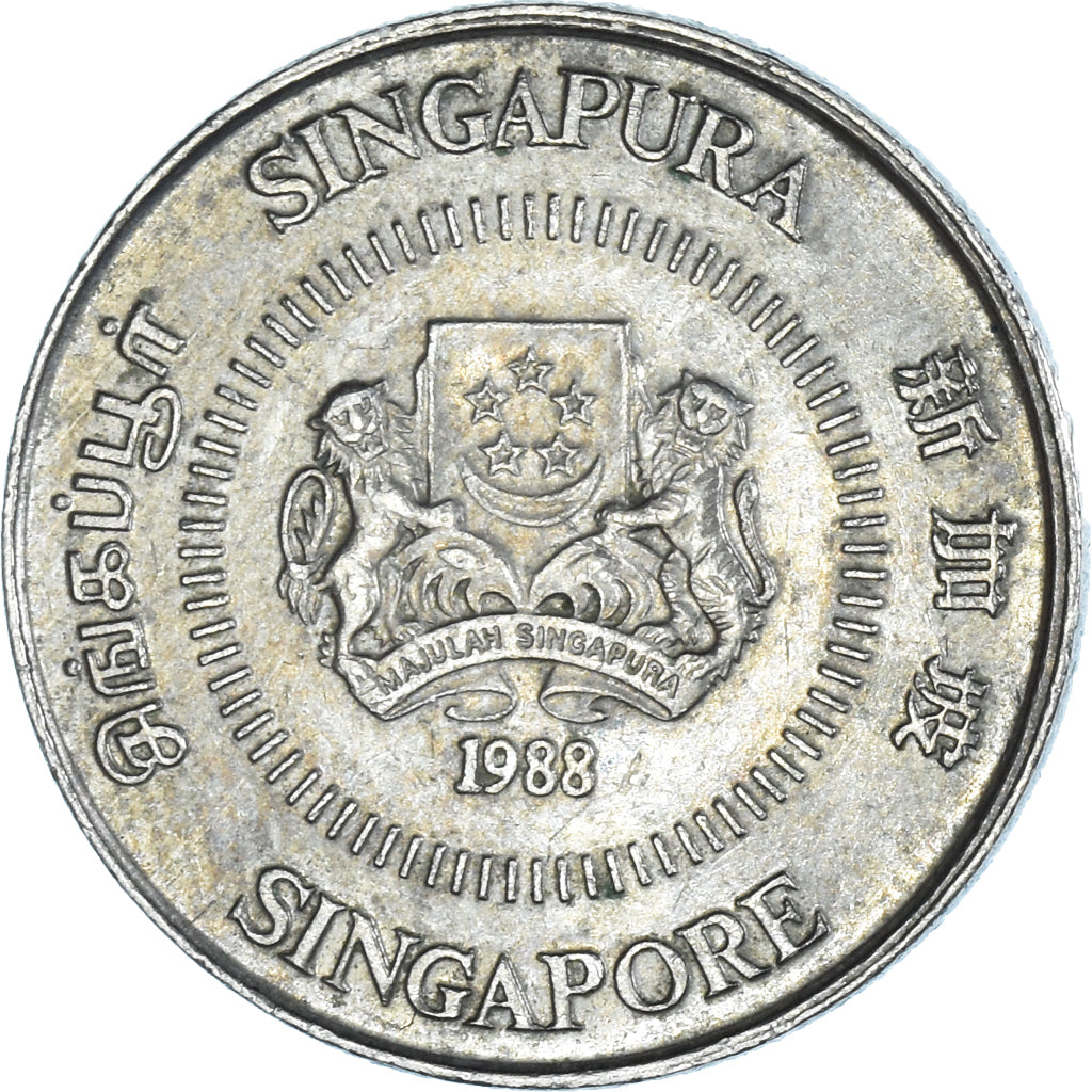 Münze, Singapur, 10 Cents, 1988, British Royal Mint, SS+, Kupfer-Nickel, KM:51