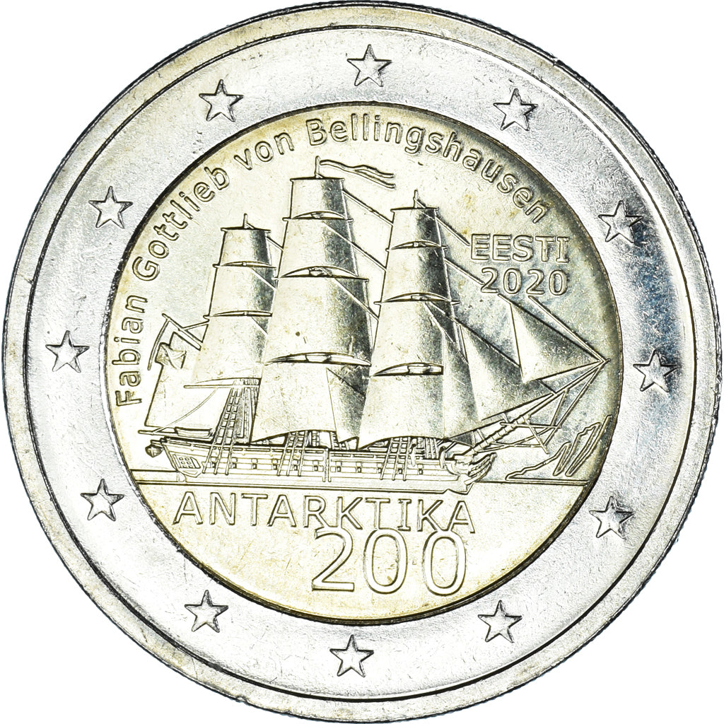 Estonia, 2 Euro, Antarctique, 2020, SAIL, MS(63), Bi-Metallic, KM:New