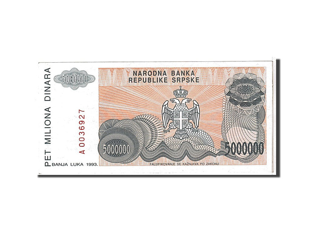 Banknote, Bosnia - Herzegovina, 5,000,000 Dinara, 1993, KM:153a, UNC(63)