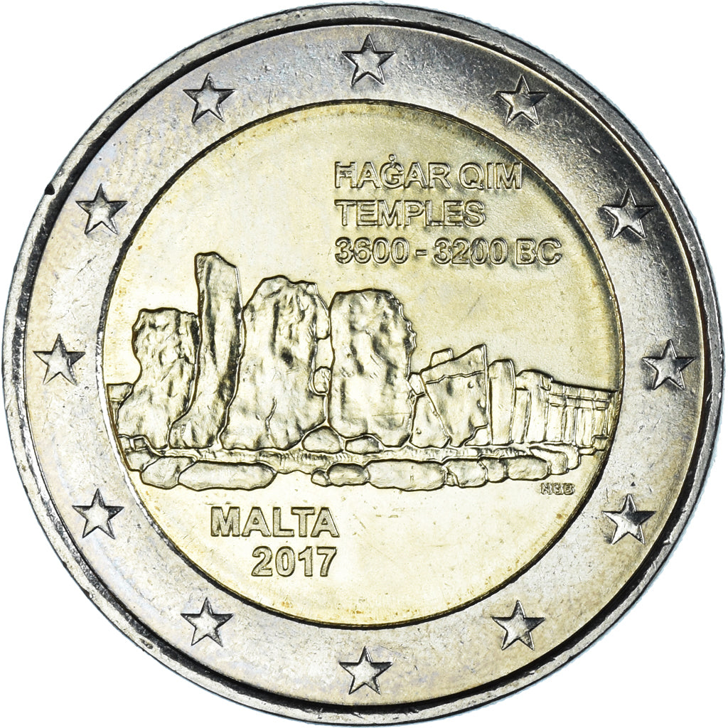 Malta, 2 Euro, Le temple de Hagar Qim, 2017, Paris, UNC-, Bi-Metallic