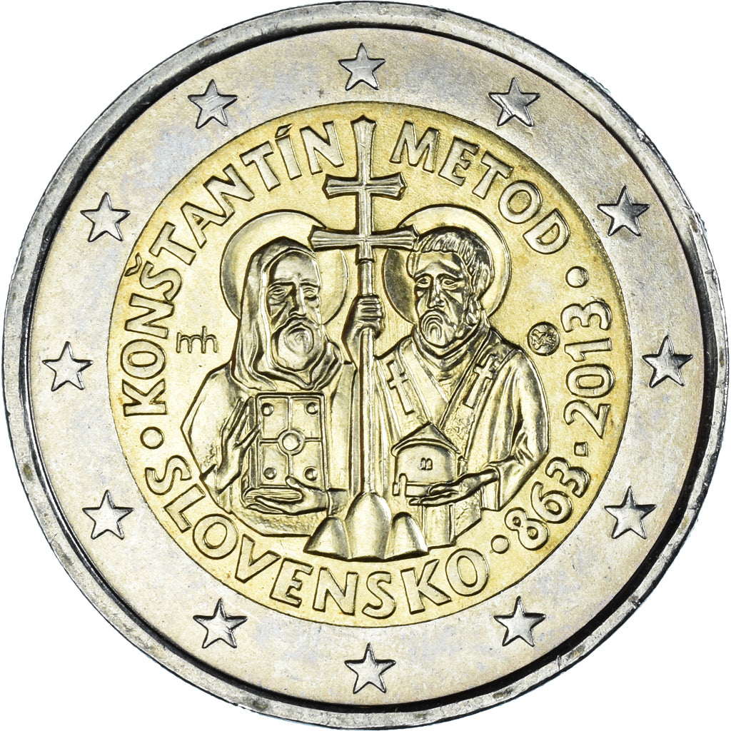 Eslovaquia, 2 Euro, Cyrille, Methode, 2013, Kremnica, SC, Bimetálico, KM:128