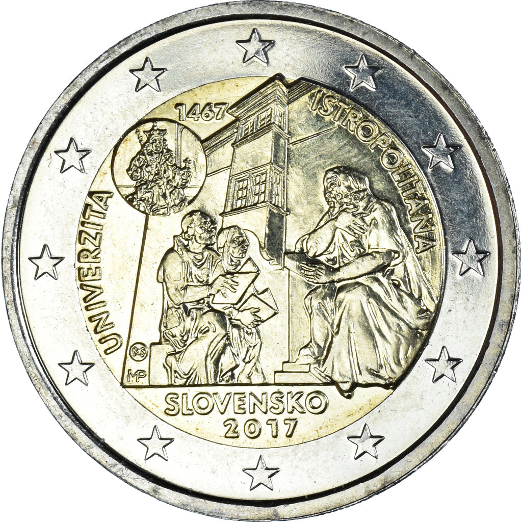 Eslovaquia, 2 Euro, Université Istropolitana, 2017, Kremnica, SC, Bimetálico