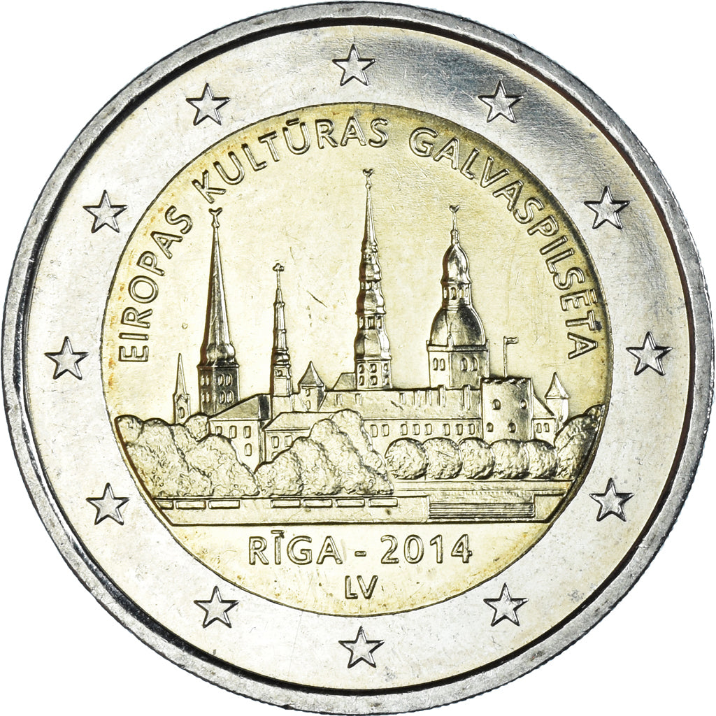 Latvia, 2 Euro, Riga, 2014, Stuttgart, MS(63), Bi-Metallic, KM:157