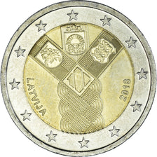 Latvia, 2 Euro, 100 ans des pays baltes, 2018, MS(63), Bi-Metallic, KM:New