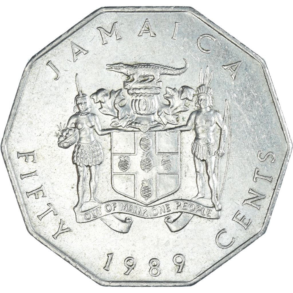 Coin, Jamaica, Elizabeth II, 50 Cents, 1989, British Royal Mint, EF(40-45)