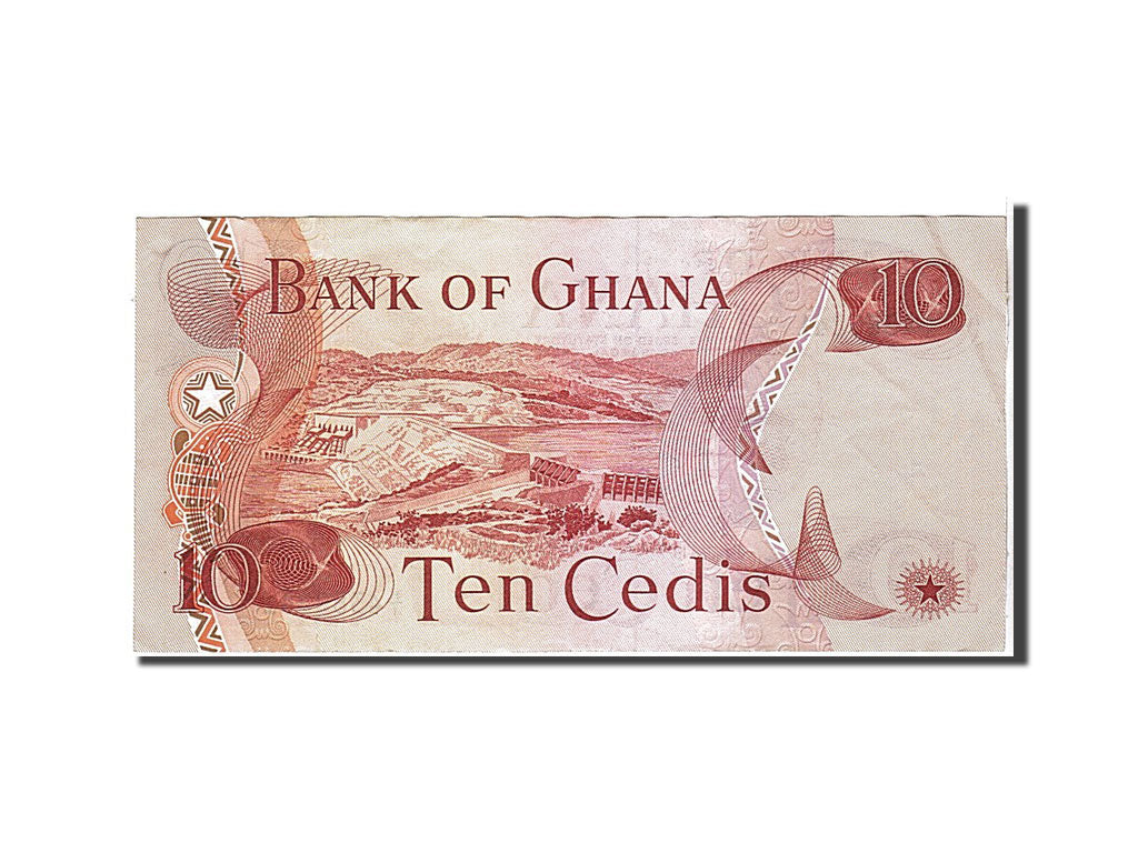 Ghana, 10 Cedis, 1977, KM #16e, AU(50-53), hi4389241