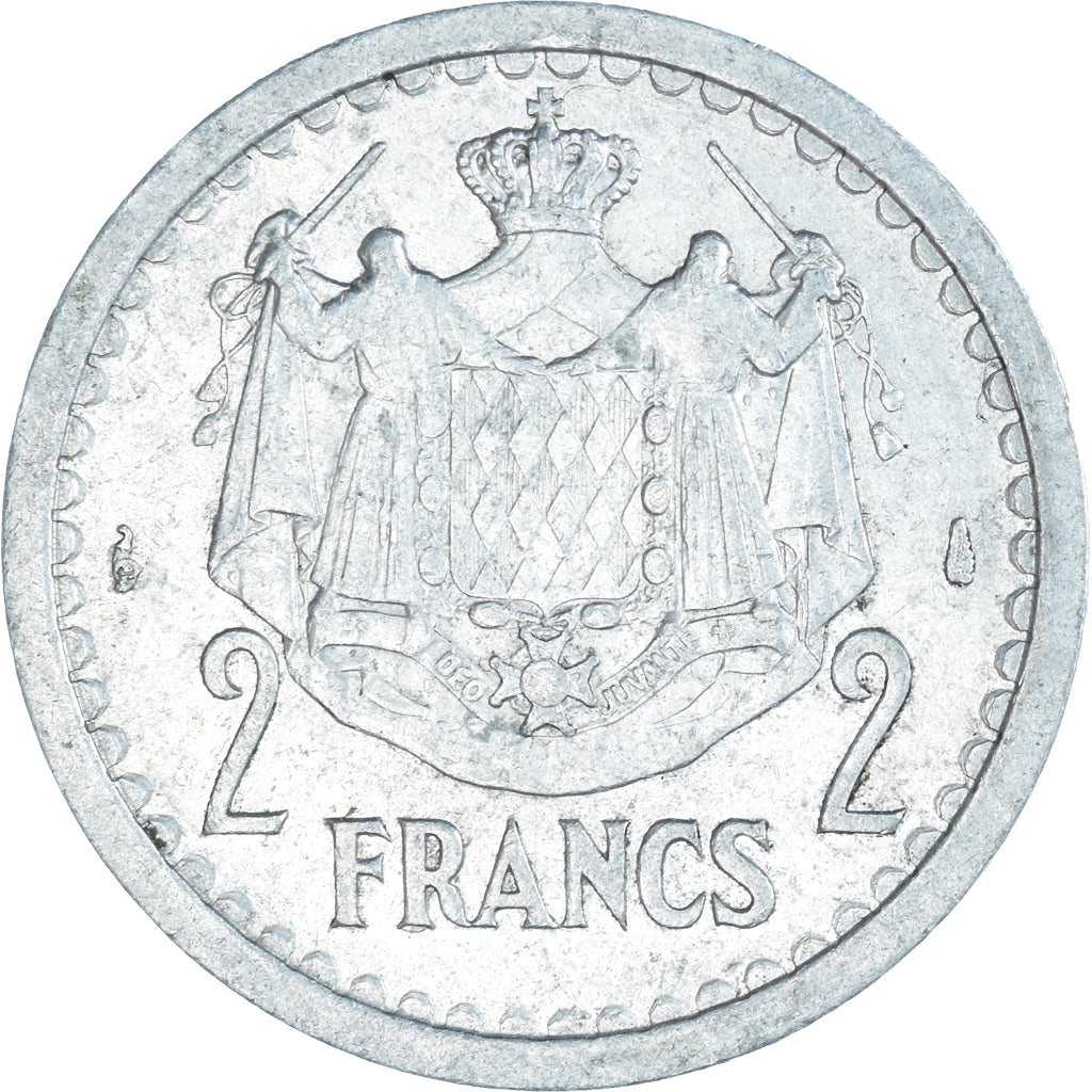 Monnaie, Monaco, 2 Francs, 1943, Paris, TTB, Aluminium, Gadoury:MC 133, KM:121