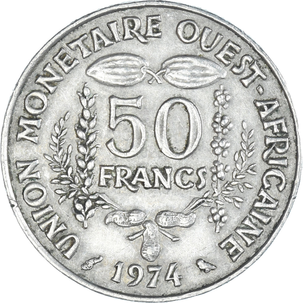 Moneda, Estados del África Occidental, 50 Francs, 1974, MBC, Cobre - níquel