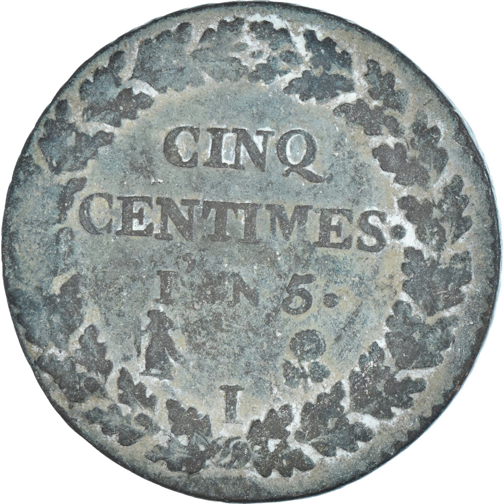 Coin, France, Dupré, 5 Centimes, AN 5, Limoges, VF(20-25), Bronze, KM:640.7