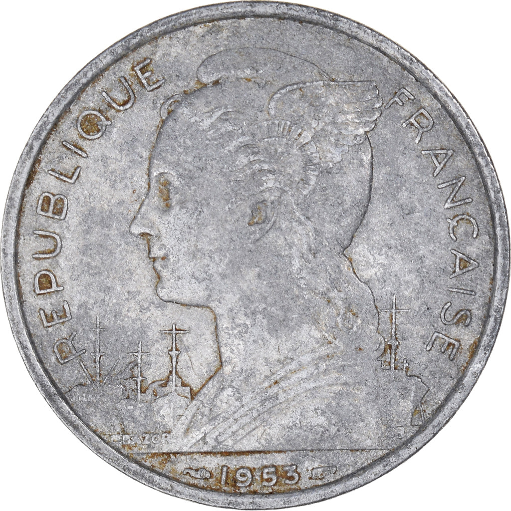 Coin, Madagascar, 5 Francs, 1953, Paris, VF(20-25), Aluminum, KM:5