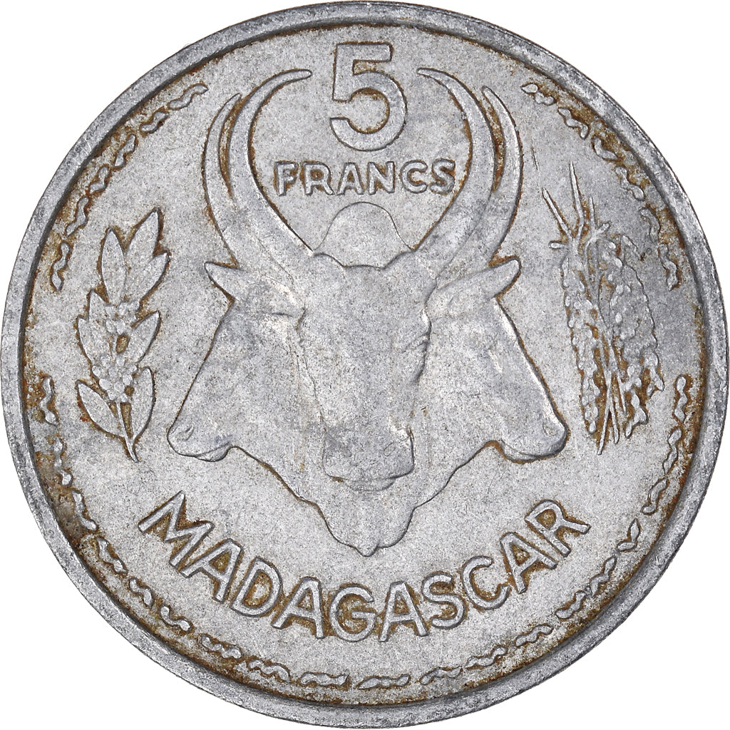 Coin, Madagascar, 5 Francs, 1953, Paris, VF(20-25), Aluminum, KM:5