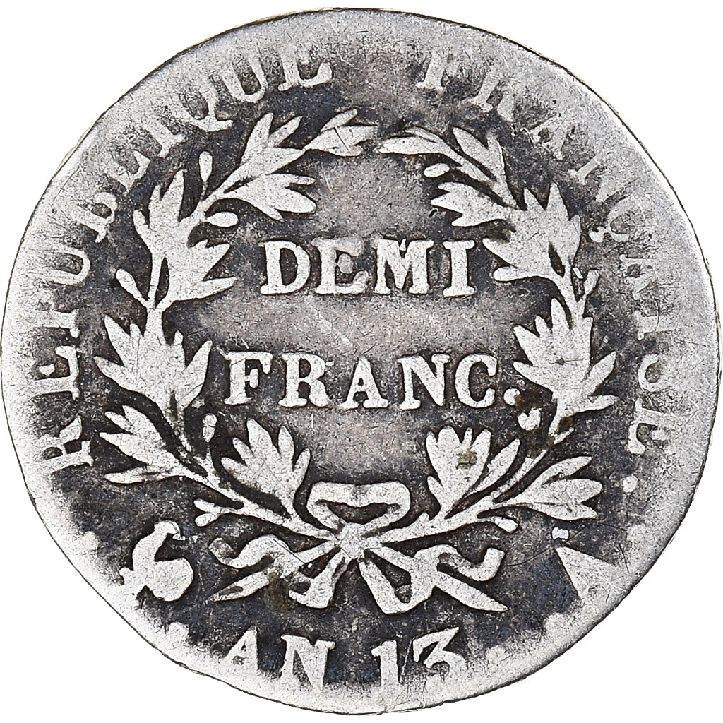 Moeda, França, Napoléon I, 1/2 Franc, AN 13, Paris, F(12-15), Prata, KM:655.1