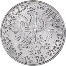 Moneda, Polonia, 5 Zlotych, 1974, Warsaw, EBC, Aluminio, KM:47