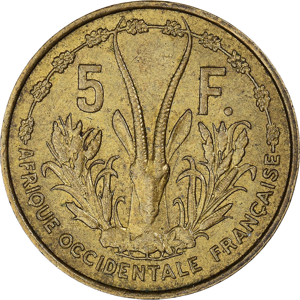Moneta, Africa occidentale francese, 5 Francs, 1956, BB+, Alluminio-bronzo, KM:5