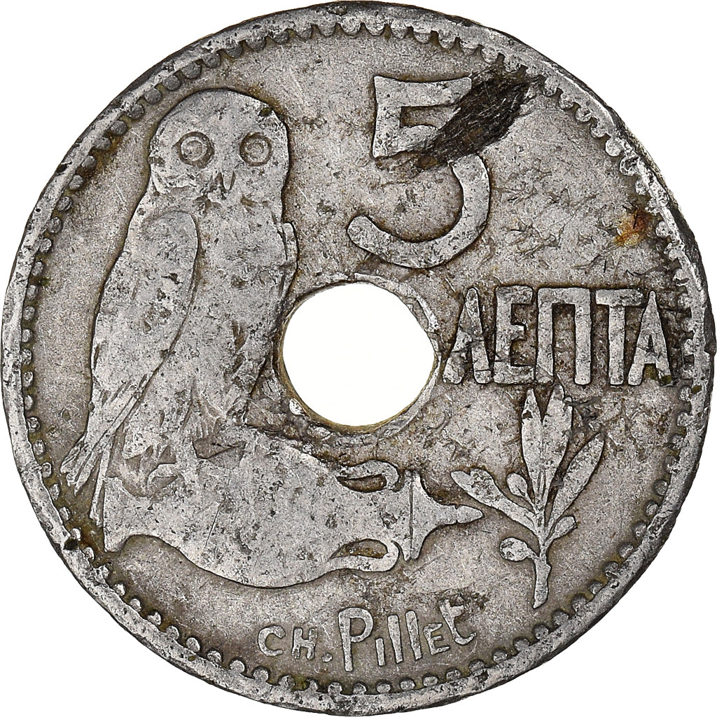 Monnaie, Grèce, George I, 5 Lepta, 1912, TB+, Nickel, KM:62
