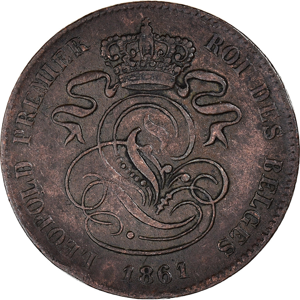 Moneta, Belgio, Leopold I, 2 Centimes, 1861, Brussels, BB, Rame, KM:4.2