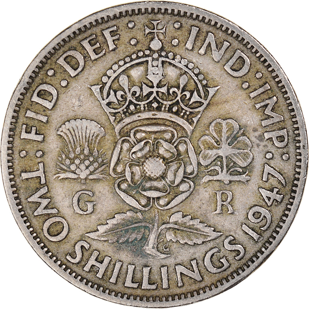 Monnaie, Grande-Bretagne, George VI, Florin, Two Shillings, 1947, TTB+