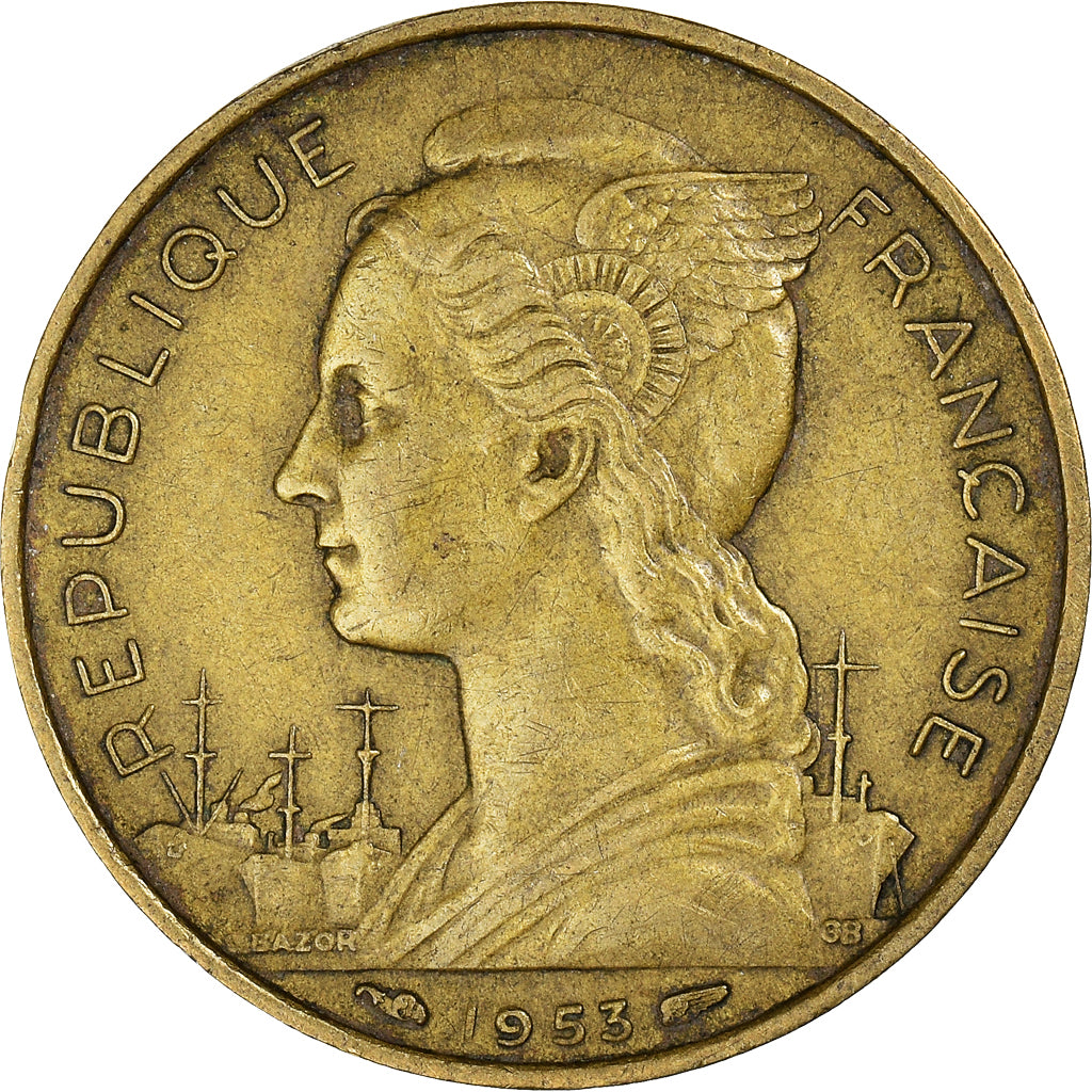 Monnaie, Madagascar, 20 Francs, 1953, Paris, TTB+, Bronze-Aluminium, KM:7