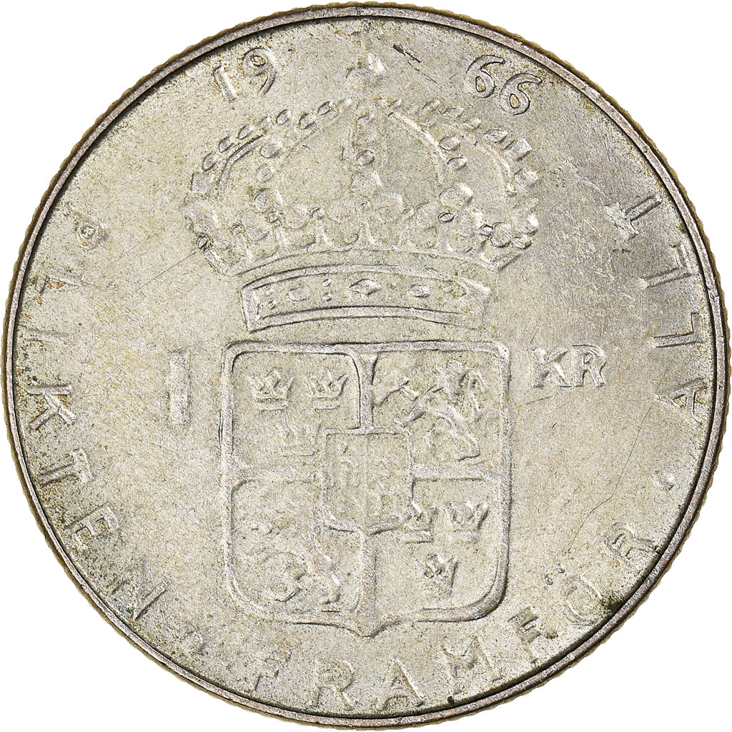 Moneta, Svezia, Gustaf V, Krona, 1966, SPL, Argento, KM:814