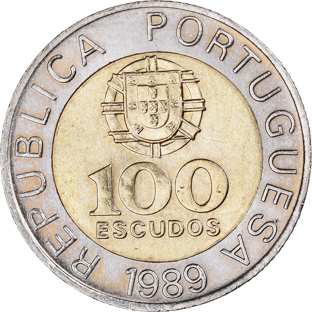 Münze, Portugal, 100 Escudos, 1989, SS+, Bi-Metallic, KM:645.1