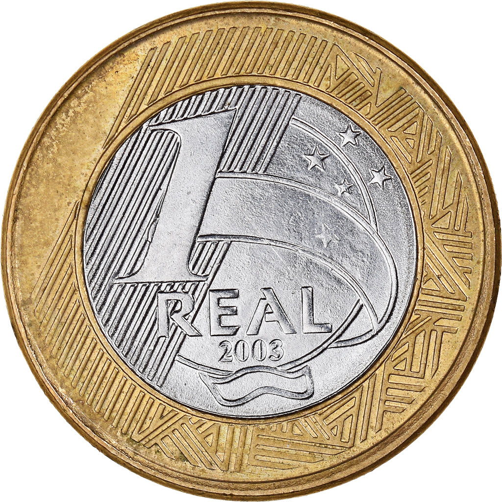 Monnaie, Brésil, Real, 2003, Rio de Janeiro, TTB, Bimétallique, KM:652a