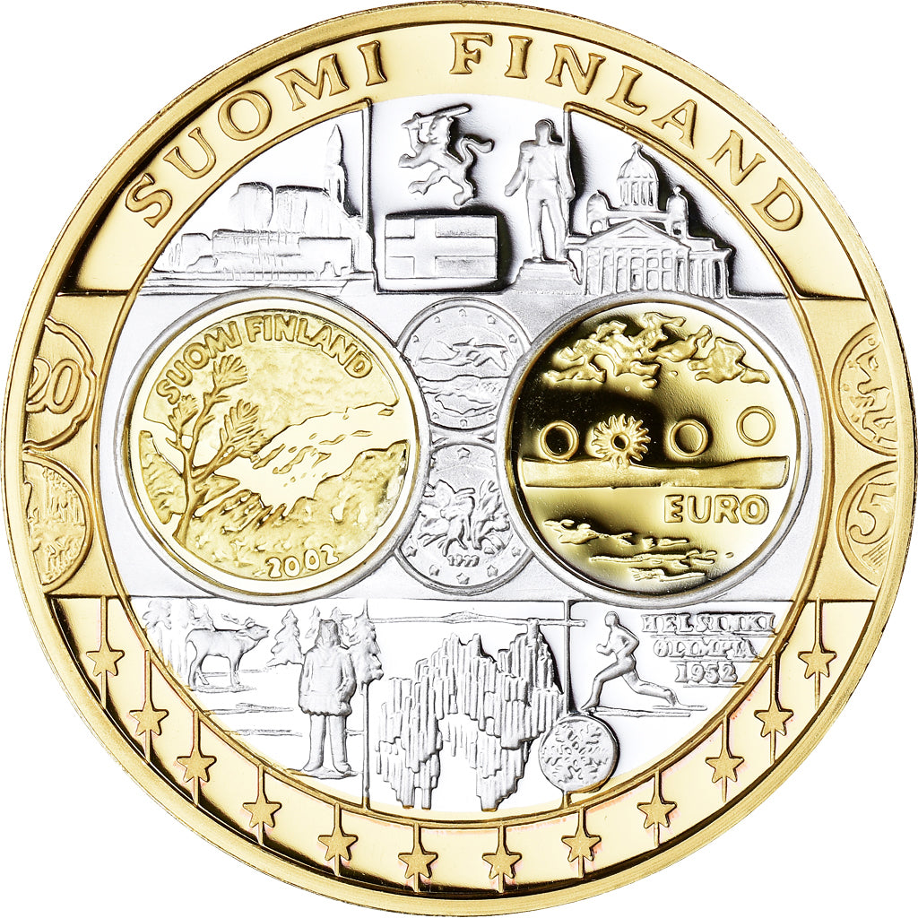 Finlande, Médaille, Euro, Europa, Politics, FDC, FDC, Gold plated silver