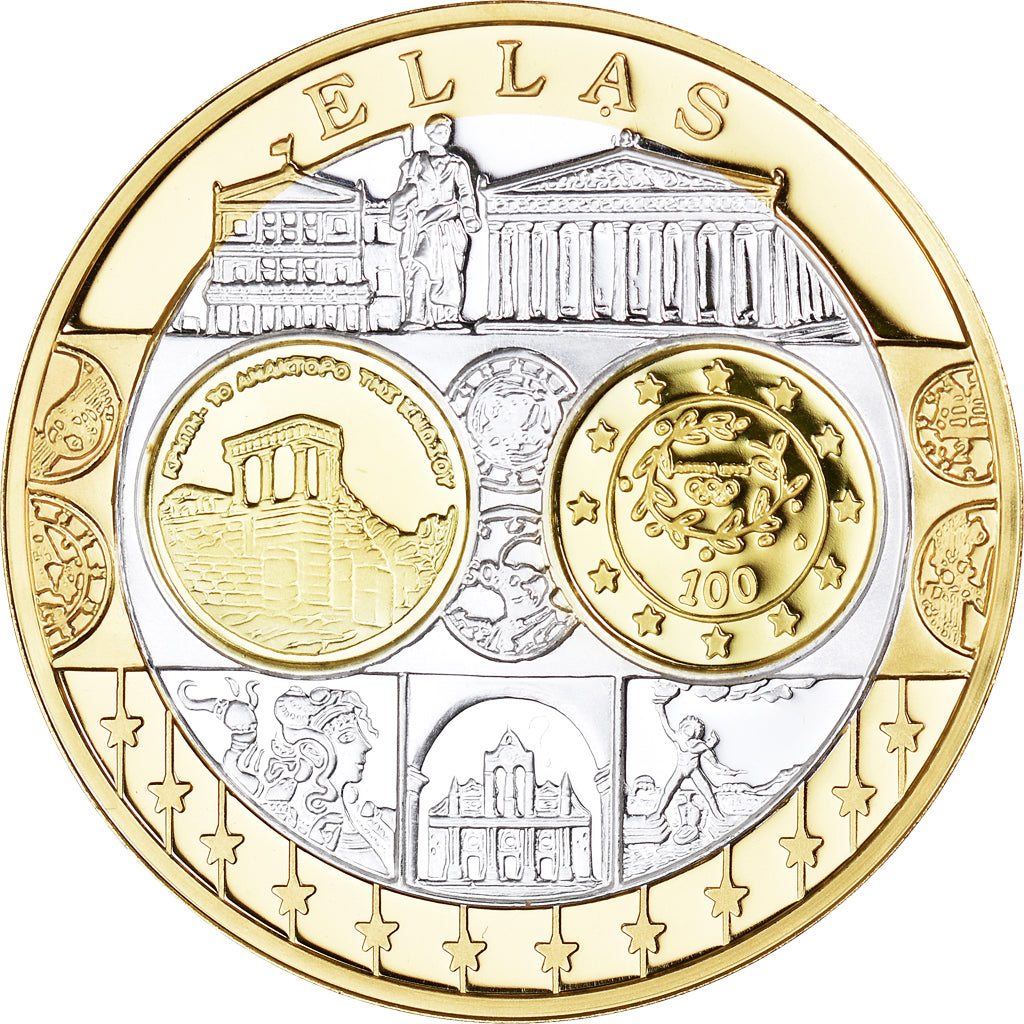 Greece, Medal, Euro, Europa, FDC, MS(65-70), Silver plated gold