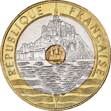 Moneta, Francia, Mont Saint Michel, 20 Francs, 1992, BB+, Tri-metallico