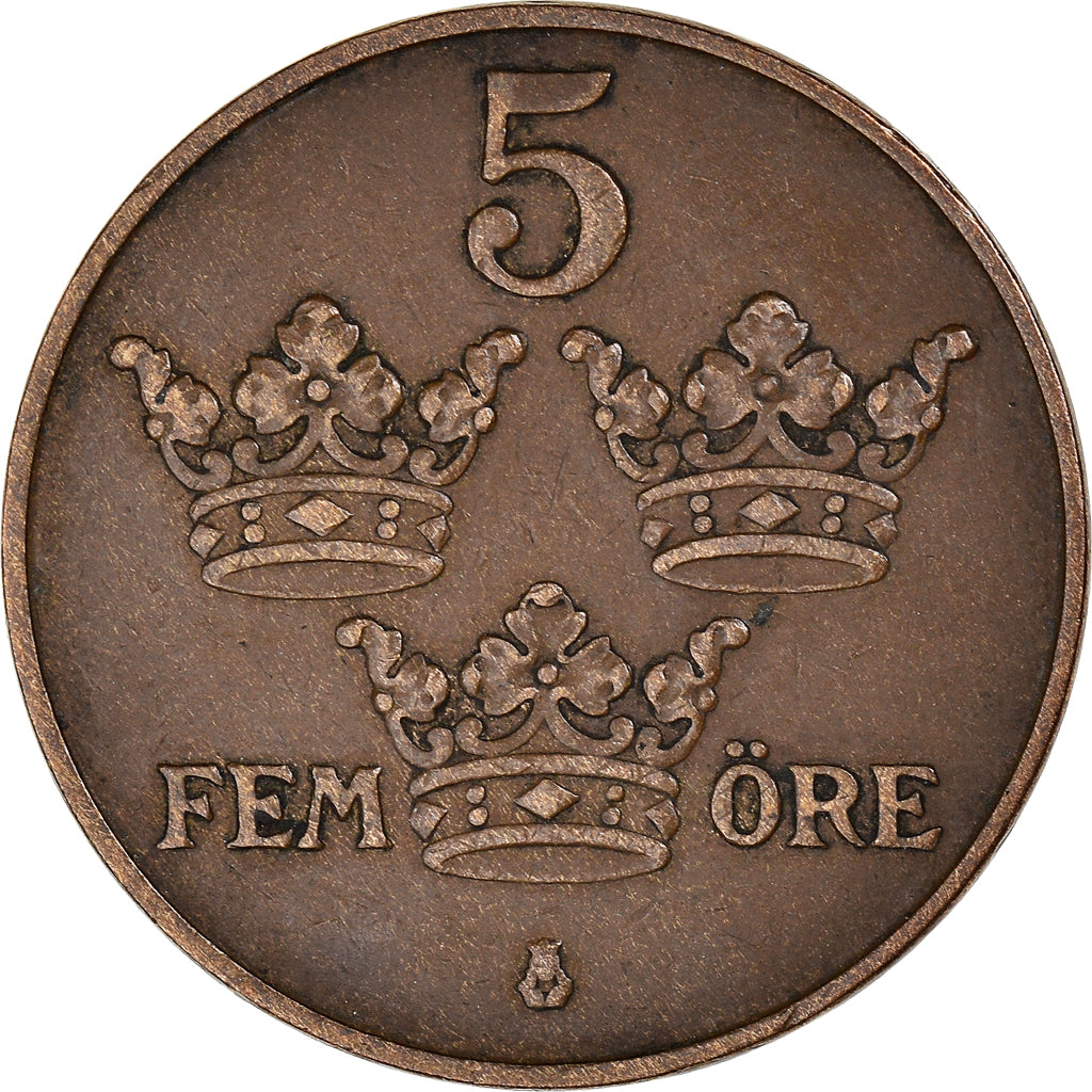 Coin, Sweden, Gustaf V, 5 Öre, 1950, AU(50-53), Iron, KM:812