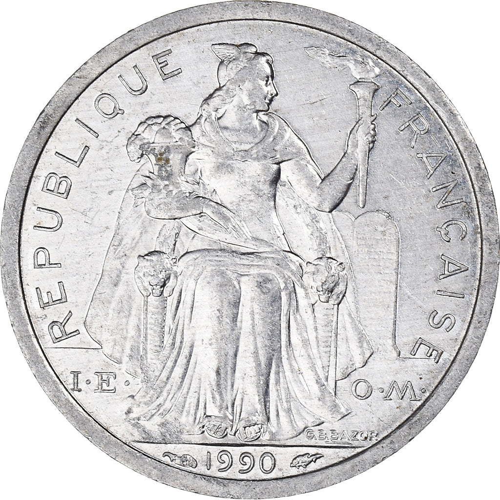 Moneda, Polinesia francesa, Franc, 1990, Paris, MBC+, Aluminio, KM:11