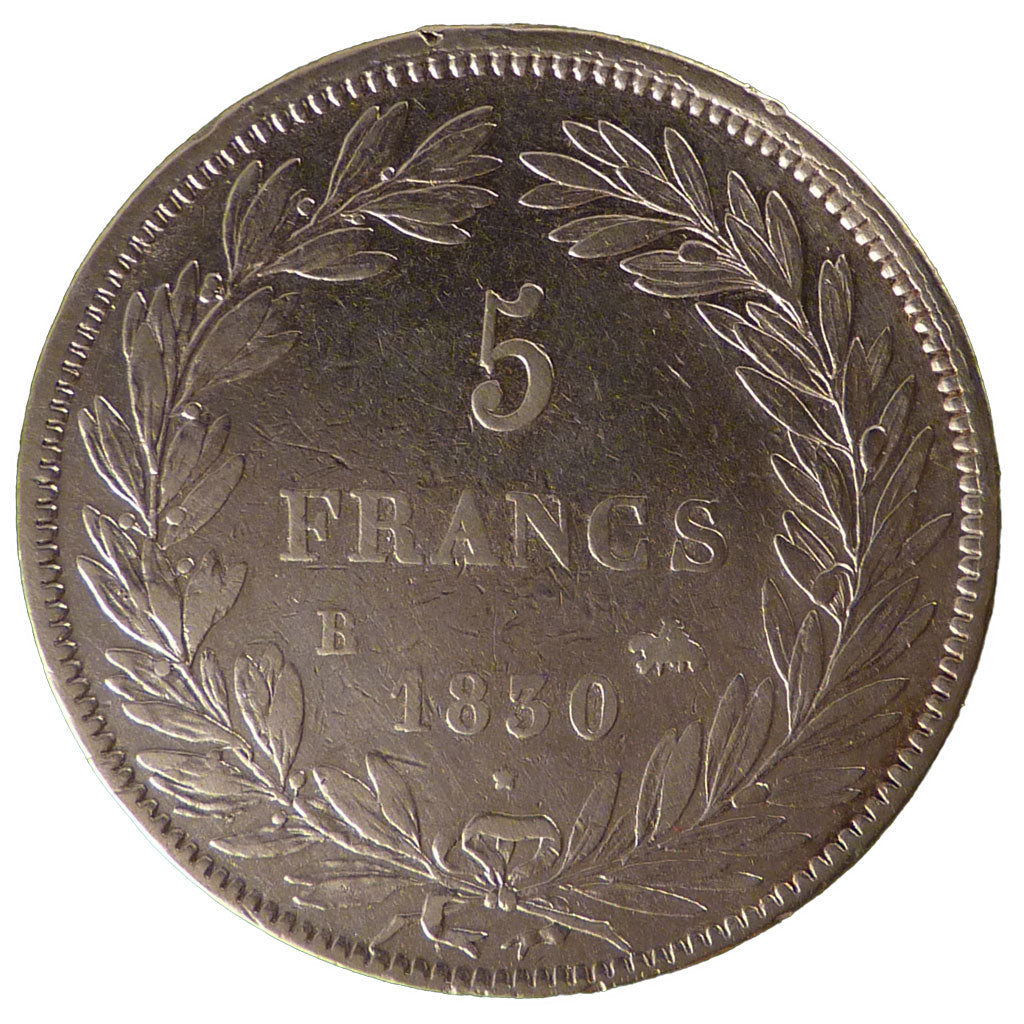 FRANCE, Louis-Philippe, 5 Francs, 1830, Rouen, VF(30-35), Silver, Gadoury #676,.