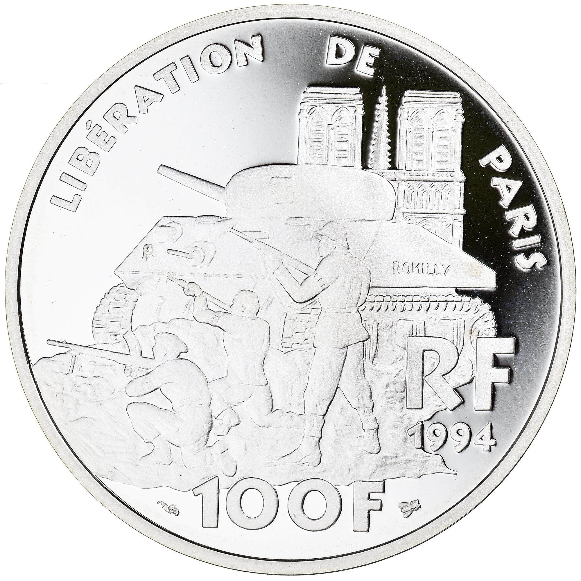 Coin, France, Libération de Paris, 100 Francs, 1994, Proof, MS(65-70), Silver