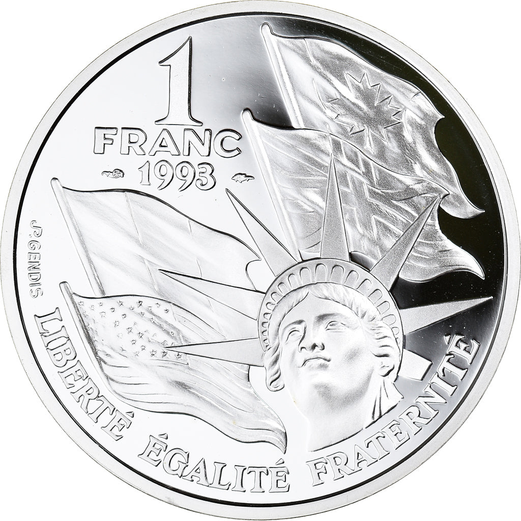 Coin, France, Franc, 1993, Paris, Proof, MS(65-70), Silver, KM:1014