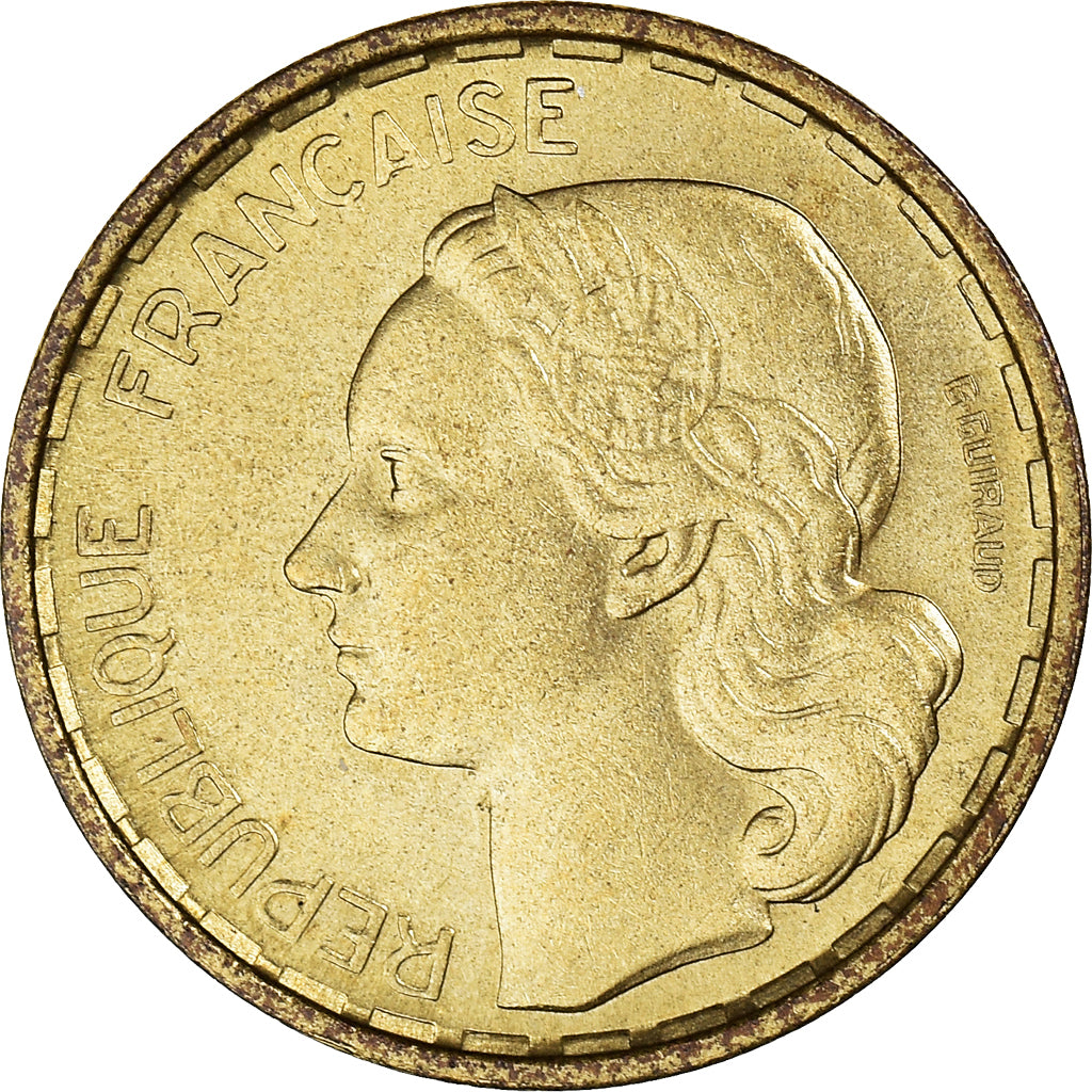 Münze, Frankreich, Guiraud, 10 Francs, 1951, Beaumont - Le Roger, UNZ+