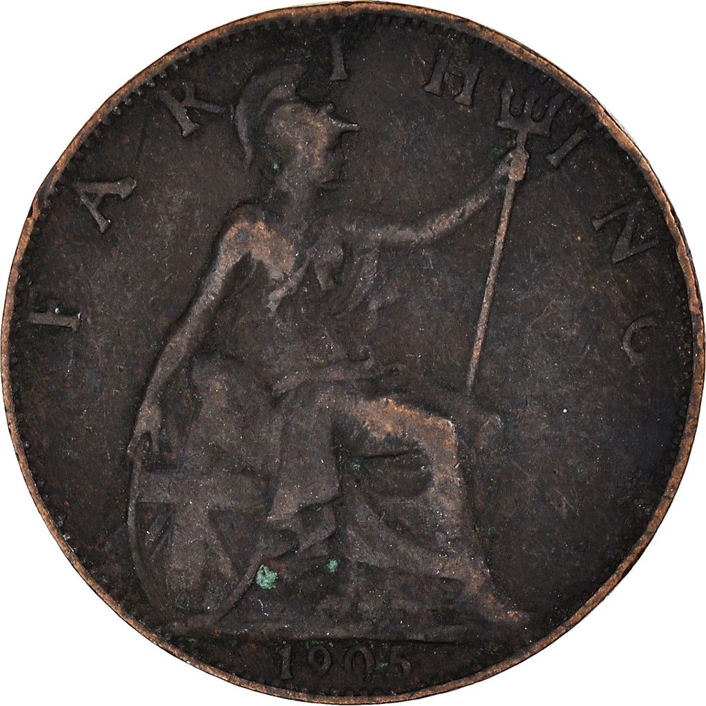 Coin, Great Britain, Edward VII, Farthing, 1905, VF(30-35), Bronze, KM:792