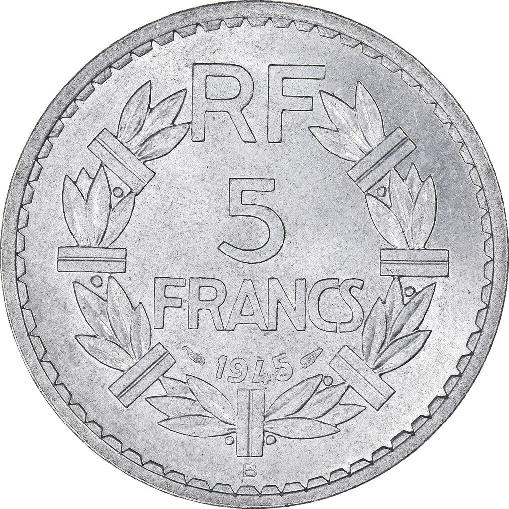 Monnaie, France, Lavrillier, 5 Francs, 1945, Beaumont - Le Roger, SPL+