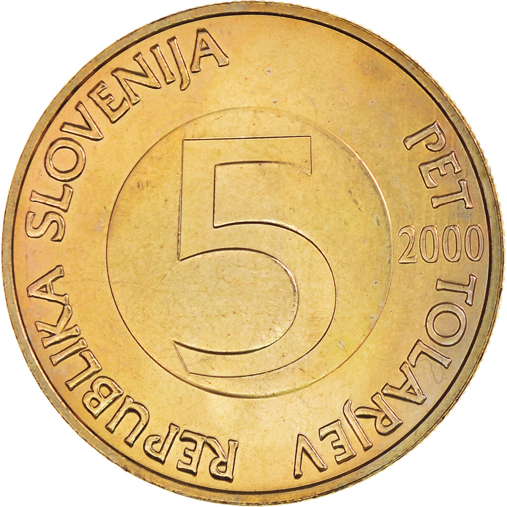 Coin, Slovenia, 5 Tolarjev, 2000, Kremnica, MS(65-70), Nickel-brass, KM:6
