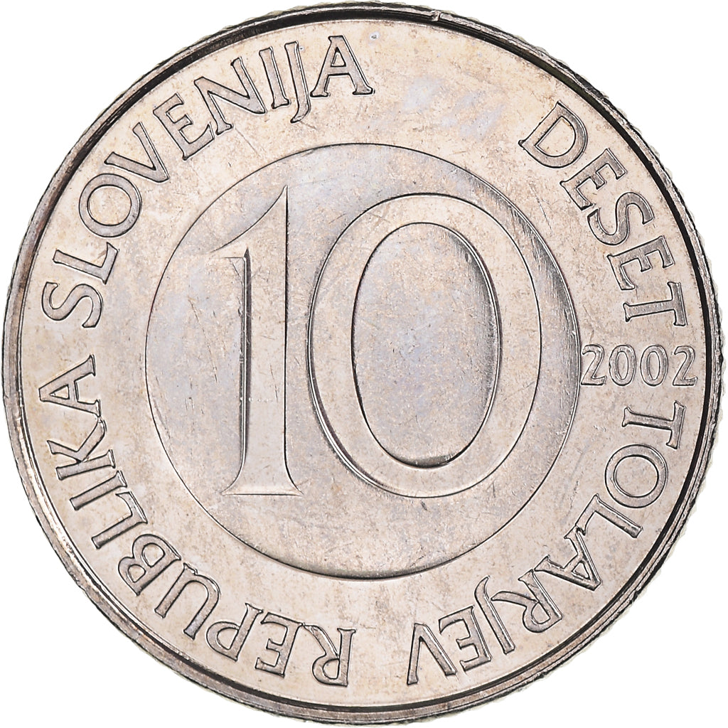 Munten, Slovenië, 10 Tolarjev, 2002, Kremnica, FDC, Cupro-nikkel, KM:41