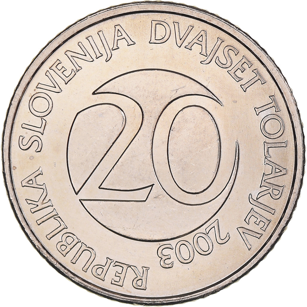 Coin, Slovenia, 20 Tolarjev, 2003, Kremnica, MS(65-70), Copper-nickel, KM:51