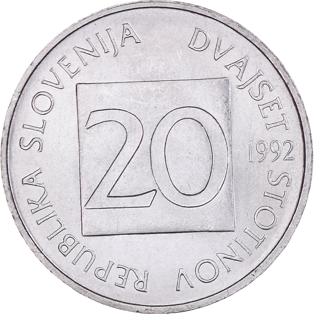 Coin, Slovenia, 20 Stotinov, 1993, MS(65-70), Aluminum, KM:8