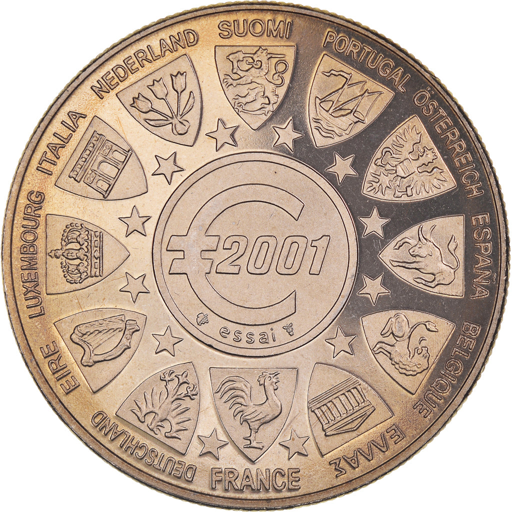 France, Médaille, Essai Euro Marianne, 2001, Monnaie de Paris, FDC, Argent