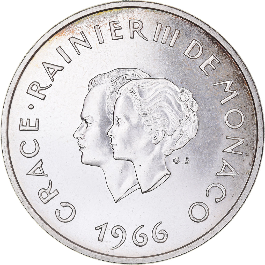 Münze, Monaco, 10 Francs, 1966, UNZ, Silber, KM:M1, Gadoury:MC 154